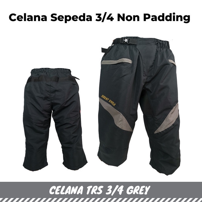 Celana sepeda GC-Brand 3per4 MURMER bawah dengkul 3/4 CTP Non Pad Grey