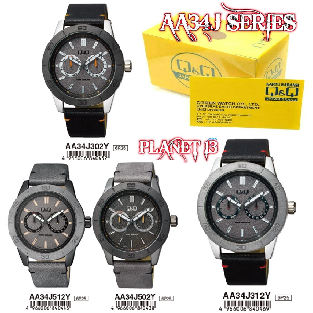 Jam Tangan Q&Q QQ QnQ ORIGINAL AA34J LEATHER BEST SELLER