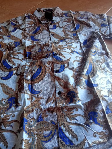 [gridline - R039] Kemeja Batik Pria Katun Lengan Pendek Regular Batik Hem Keren Biru