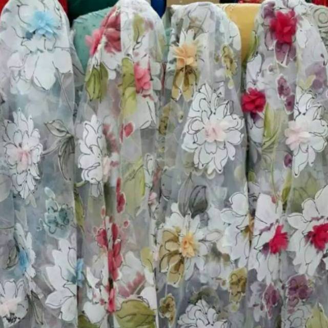Bahan Kain Organza 3D Gradasi
