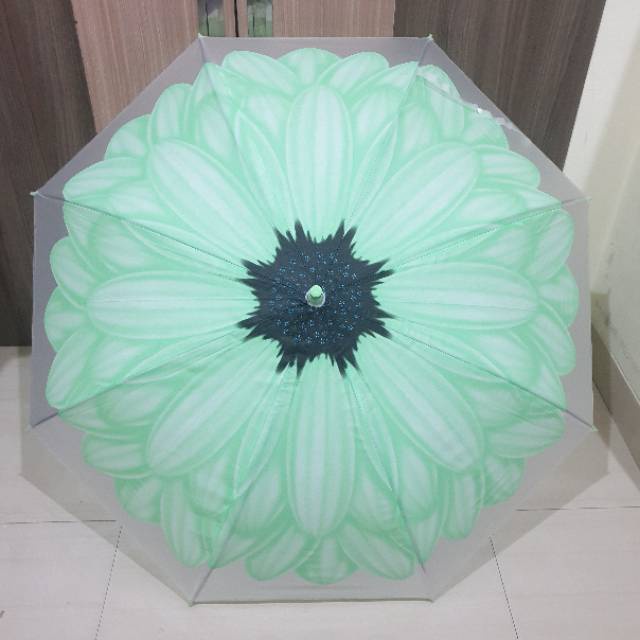 Payung Transparan Tongkat PVC Motif Sunflower