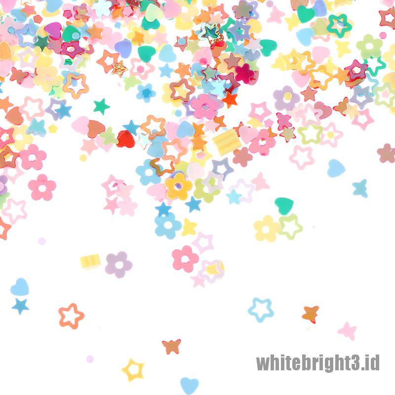 (white3) 15g Payet Glitter Bentuk Bintang / Hati Bahan Resin Untuk Dekorasi DIY