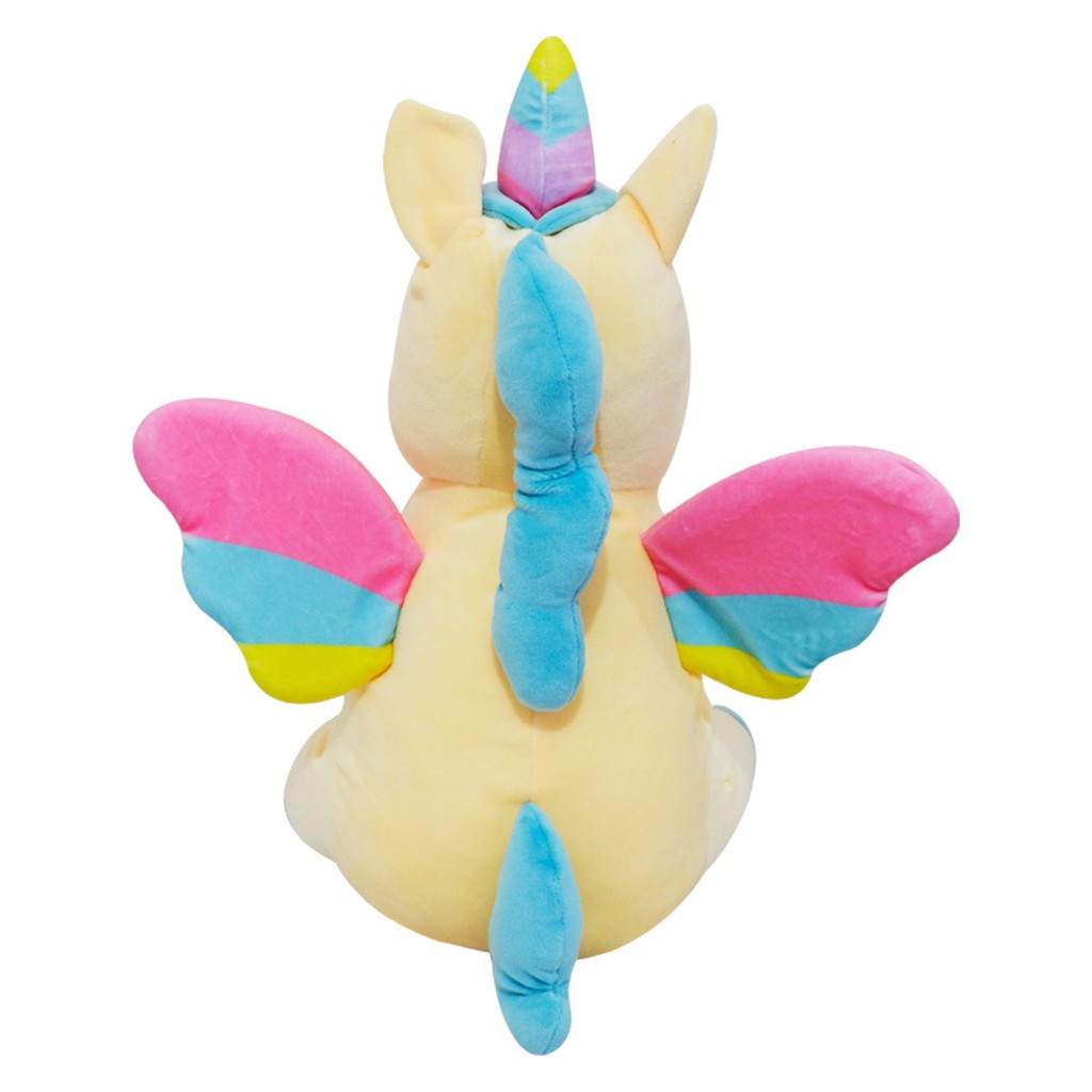 Boneka unicorn rainbow wings berkarakter kuda poni duduk bersayap warna soft yellow-istana boneka stuffed-sit