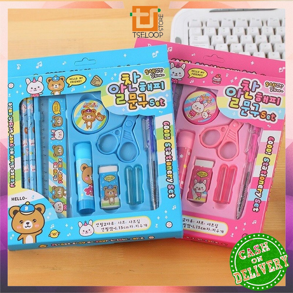 OFM-A26 Alat Tulis Set 8in1 Karakter Stationery Kids / Paket Alat Tulis Anak TK / Set School Supplies for Child Writing Gift Eraser Ruler