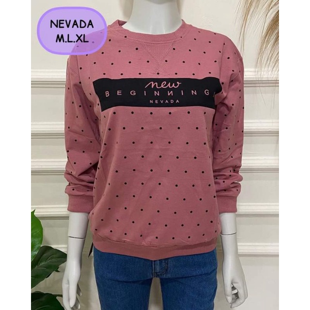 (sweater Nevada)sweater Nevada polka/sweter wanita terlaris/atasan wanita murah/sweater terbaru