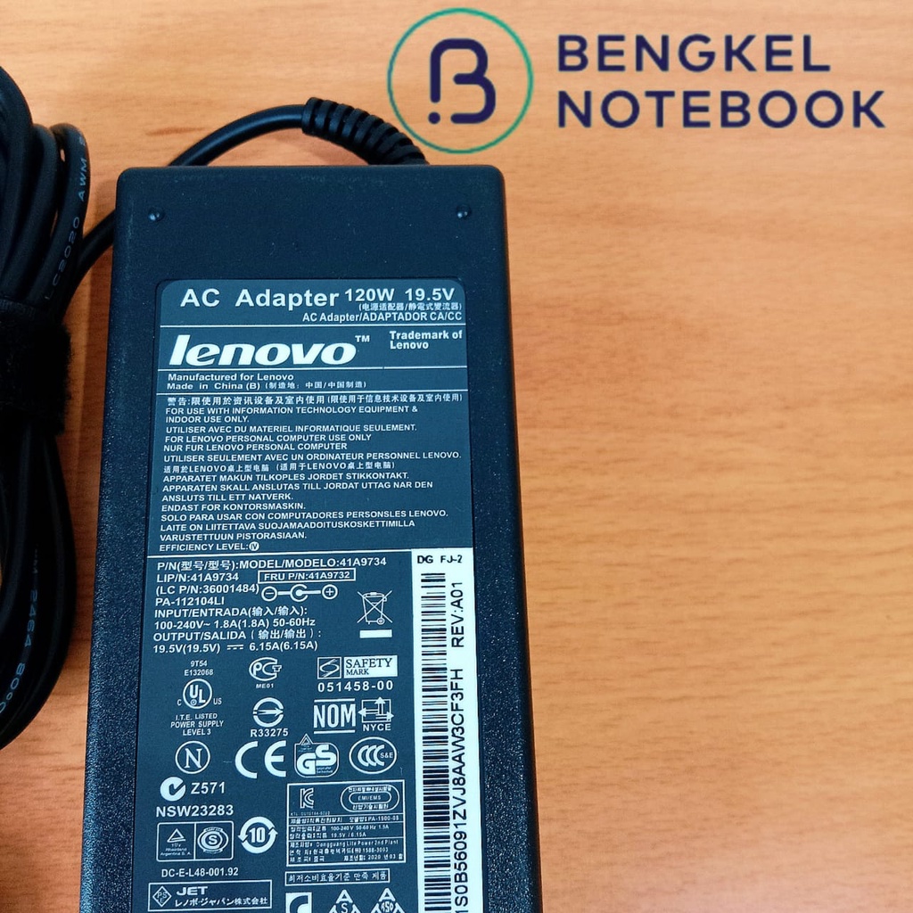 Adaptor Charger Laptop Lenovo 19.5V - 6.15A USB PIN Central