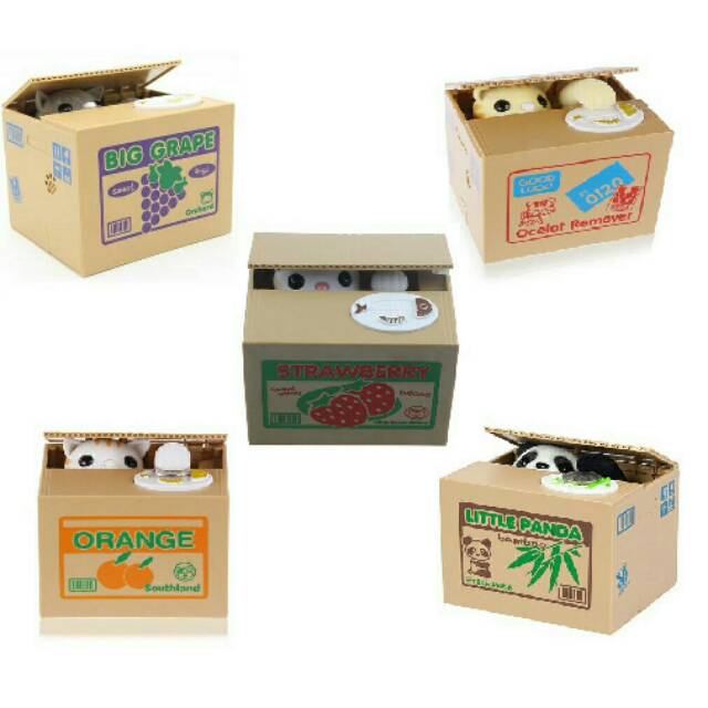Itazura Mischief Saving Box Cat Coin Bank / Celengan kucing pencuri koin celengan unik piggy bank
