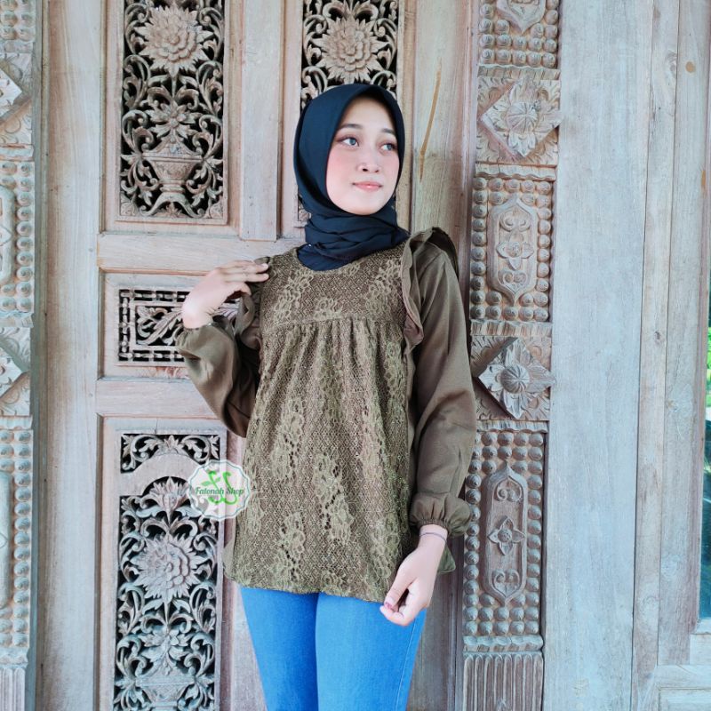 Atasan brokat blouse wanita ootd outfit anak muda  baju brokat wanita ( blouse Brokativa )