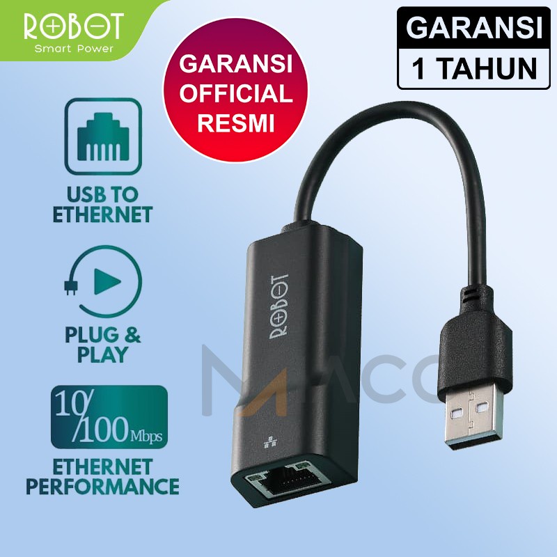 ROBOT EA10 USB Ethernet Adapter USB to LAN 2.0 10/100 Network Black