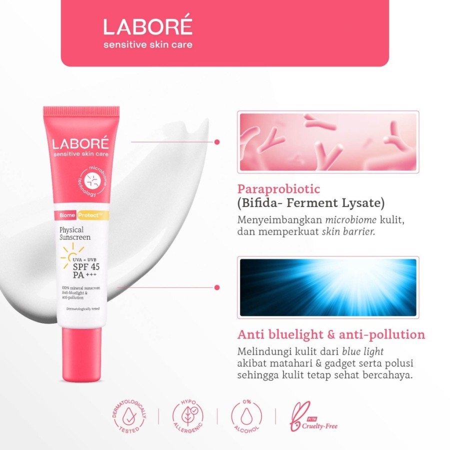 ★ BB ★  LABORE BiomeProtect Physical Sunscreen 10ml - 30ml - Mineral Sunscreen Kulit Sensitif