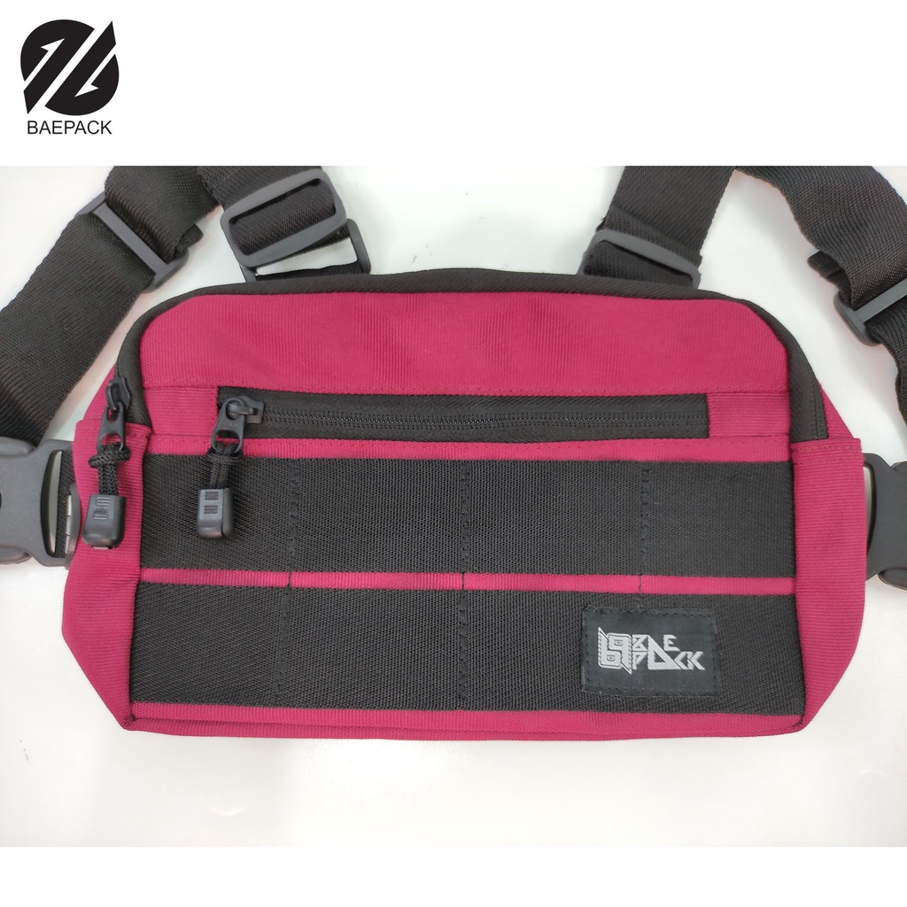 Tas Dada / Chest Bag dengan Lubang Headset Arav Baepack - Tas dada untuk pengendara motor -  Tas Cowok / Pria - Original