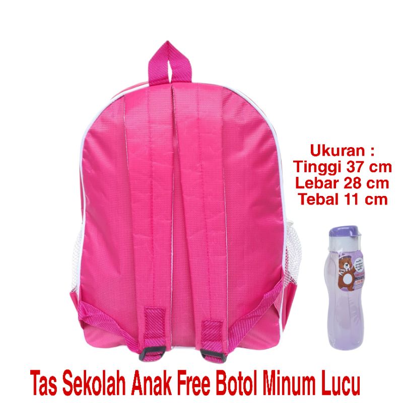 Tas Ransel Sekolah Anak Perempuan Laki Laki Gratis Botol Minum / Tas Sekolah Anak TK SD Polo Winner