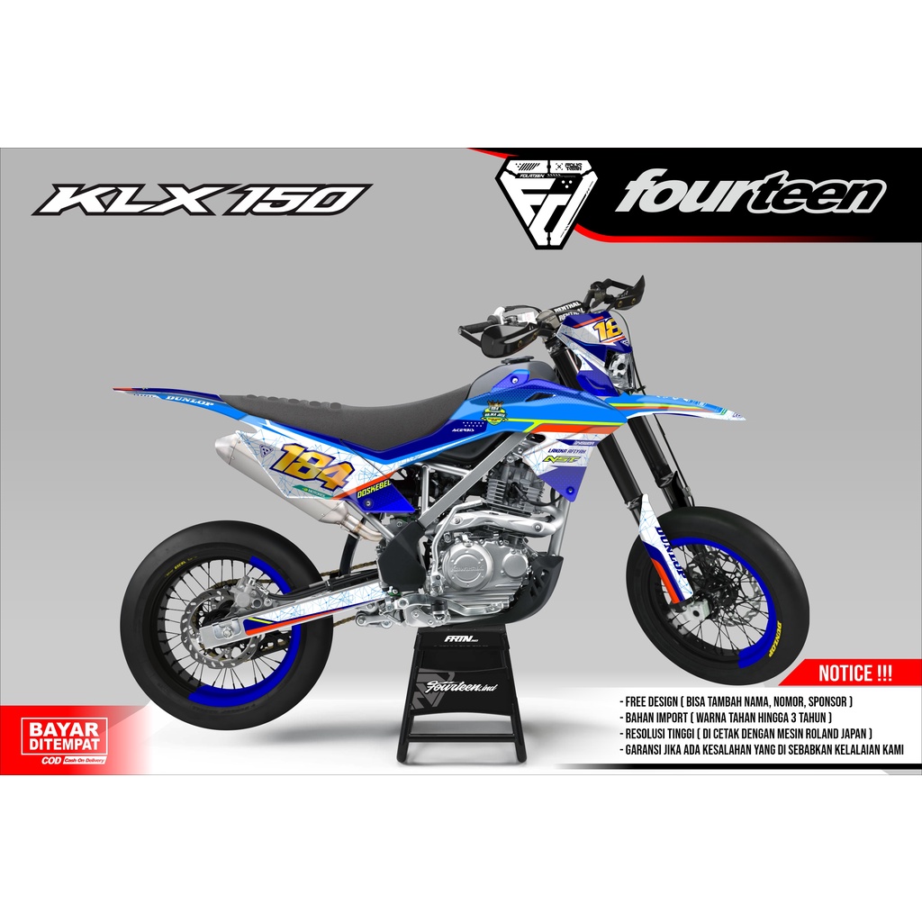 DECAL KLX 150 BF - stiker dekal klx full body custoM WARNA BIRU NAVY