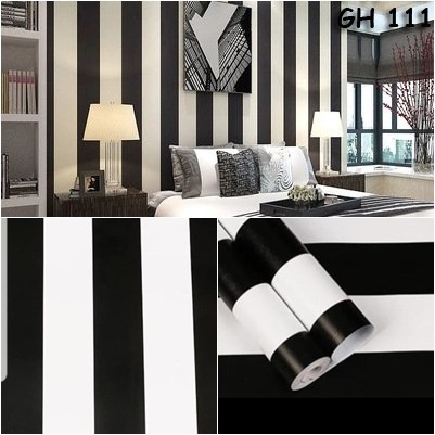 PROMO TERMURAH !! Wallpaper Dinding Stiker Motif Salur Size 45cm x 10m BISA COD