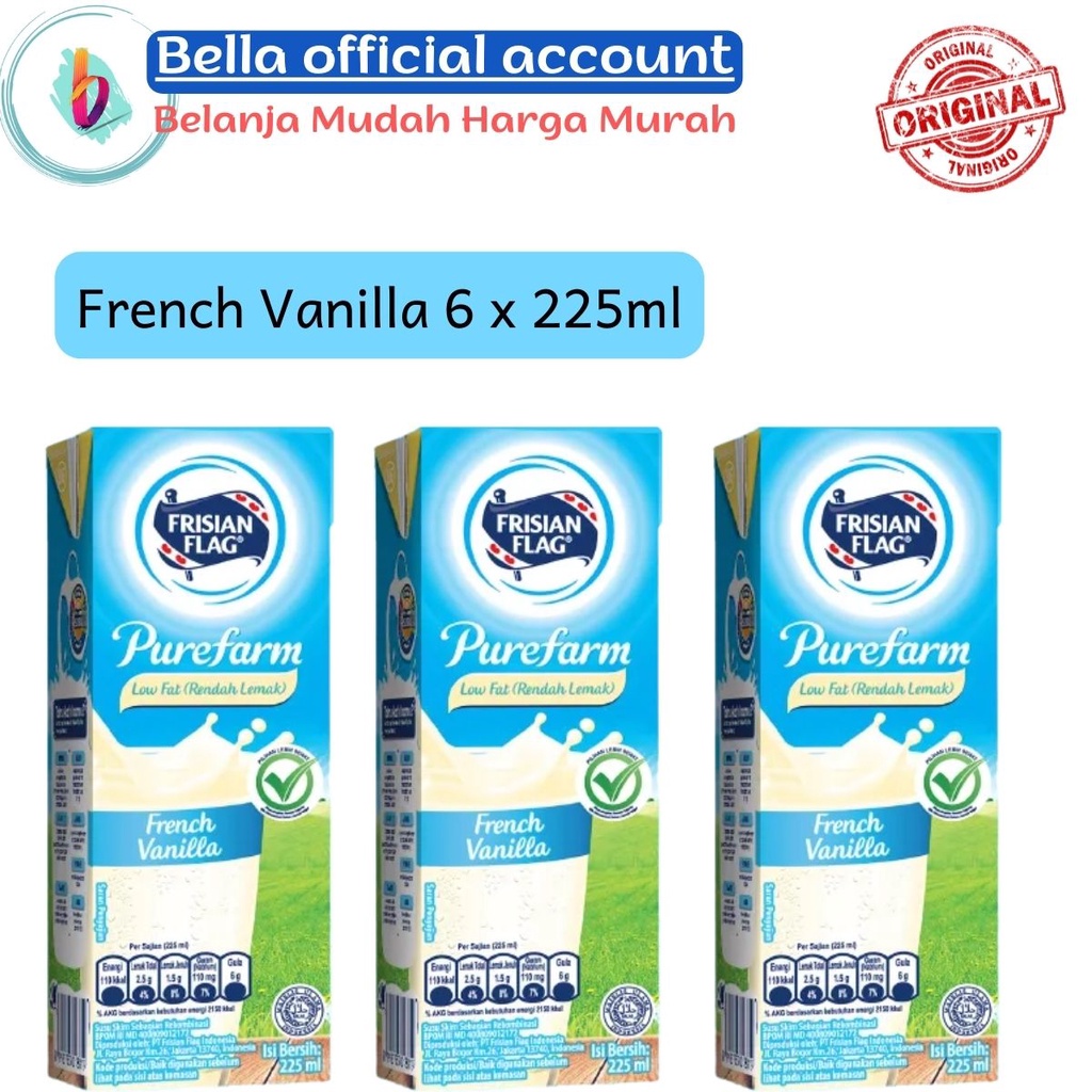 

Frisian Flag Low Fat French Vanilla Susu UHT 225 mL x 6 pcs