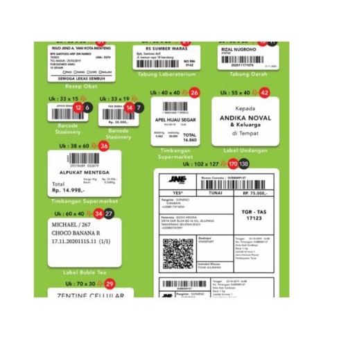 Direct Thermal Sticker barcode resi Label blueprint Lite 100x150 mm 1 line 500pcs fanfold CF continuous form perforasi Gap 3mm