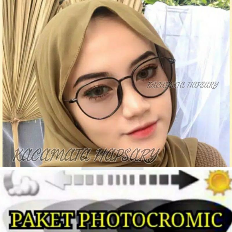 PAKET FRAME + LENSA PHOTOCROMIC | KACAMATA WANITA | KACAMATA MINUS | KACA MATA ANTI RADIASI | 2190