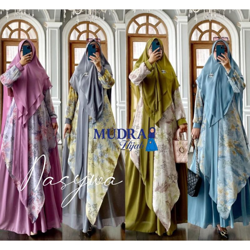 Nasywa Set Syar'i Hijab Gamis Ceruty LD 110