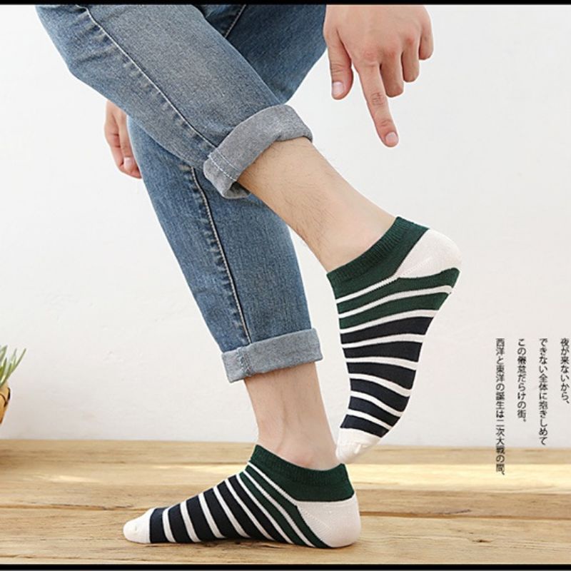 [COD] Kaos Kaki Wanita Unisex Ala Korea Motif Garis Import Lucu Cute Pendek Semata Kaki