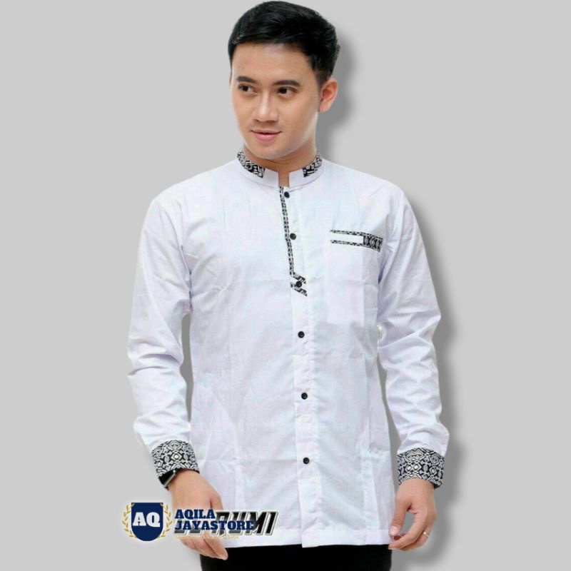 Baju Koko Hadroh Lengan panjang Putih  | Baju Kokoh Pria Dewasa Original | koko Hadroh az zahir