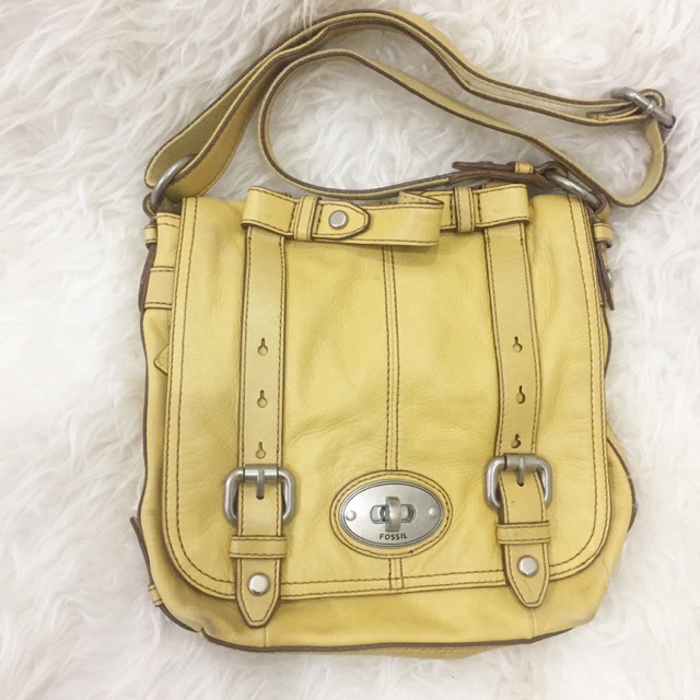 TAS FOSSIL MADDOX FLAP CROSSBODY YELLOW PRELOVED