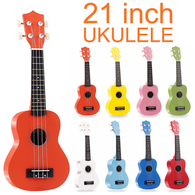 Instrumen Gitar Akustik Ukulele Soprano 4 Senar Bahan Serat Karbon Ukuran 21 Inci 7 Warna Untuk Pemula