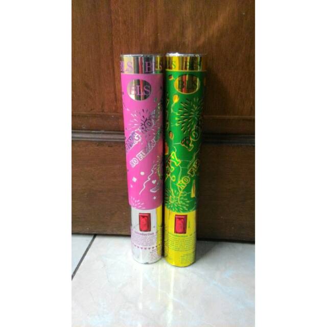 Convetty / party popper tinggi 30 cm warna pink / hijau