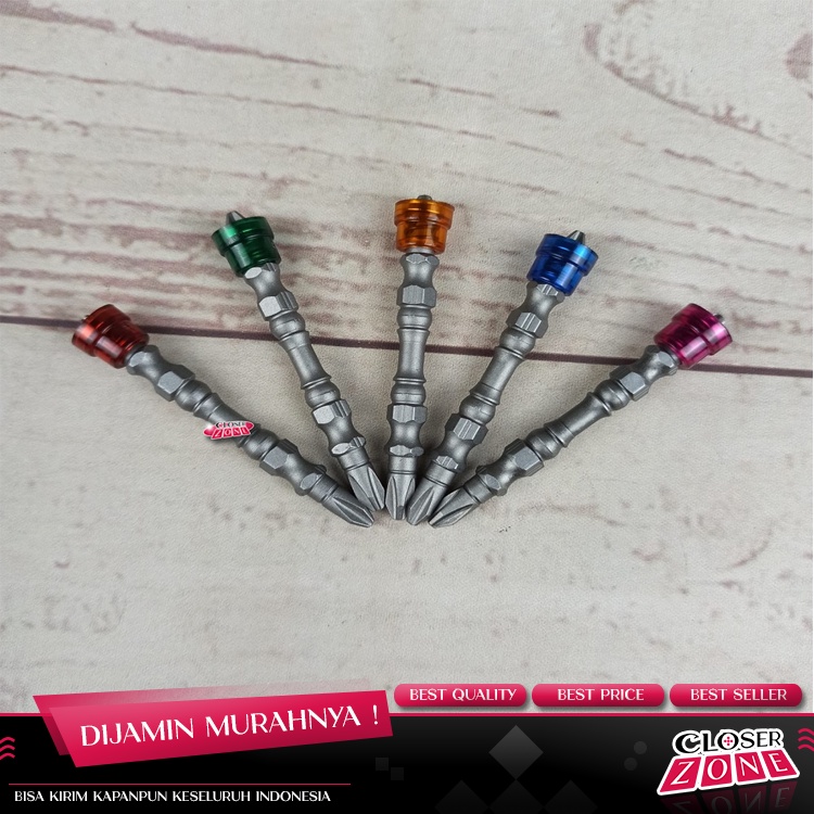 Kepala Obeng Magnetic Screwdrivers Hex S2 PH2 5 PCS - Mix Color