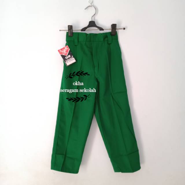 Seragam Sekolah SD Celana Panjang Hijau. kain Drill