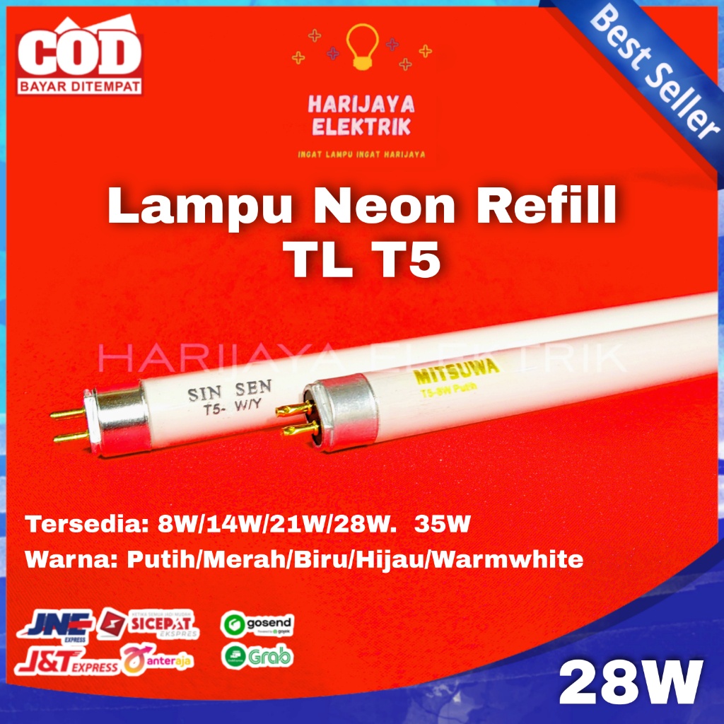 MITSUWA LAMPU TL NEON T5 REFILL 28 WATT ISI REFIL LAMPU PANJANG 115CM ETALASE WARNA