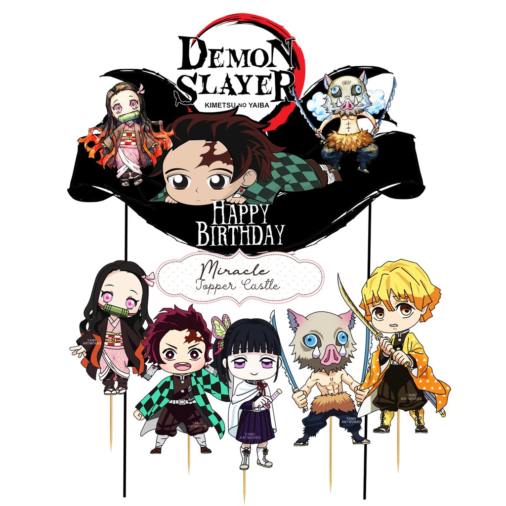 Demon Slayer Cake Topper Printable Customize and Print