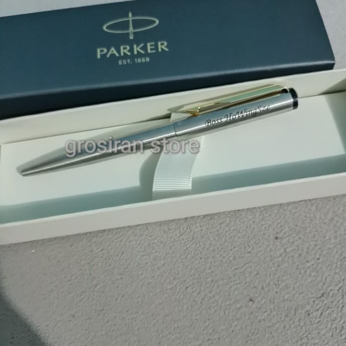 

pulpen Parker original vector silver custom logo ukir grafir nama kado ---Terbaru---