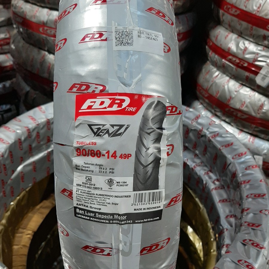 BAN LUAR FDR GENZI 90/80-14 TUBELESS