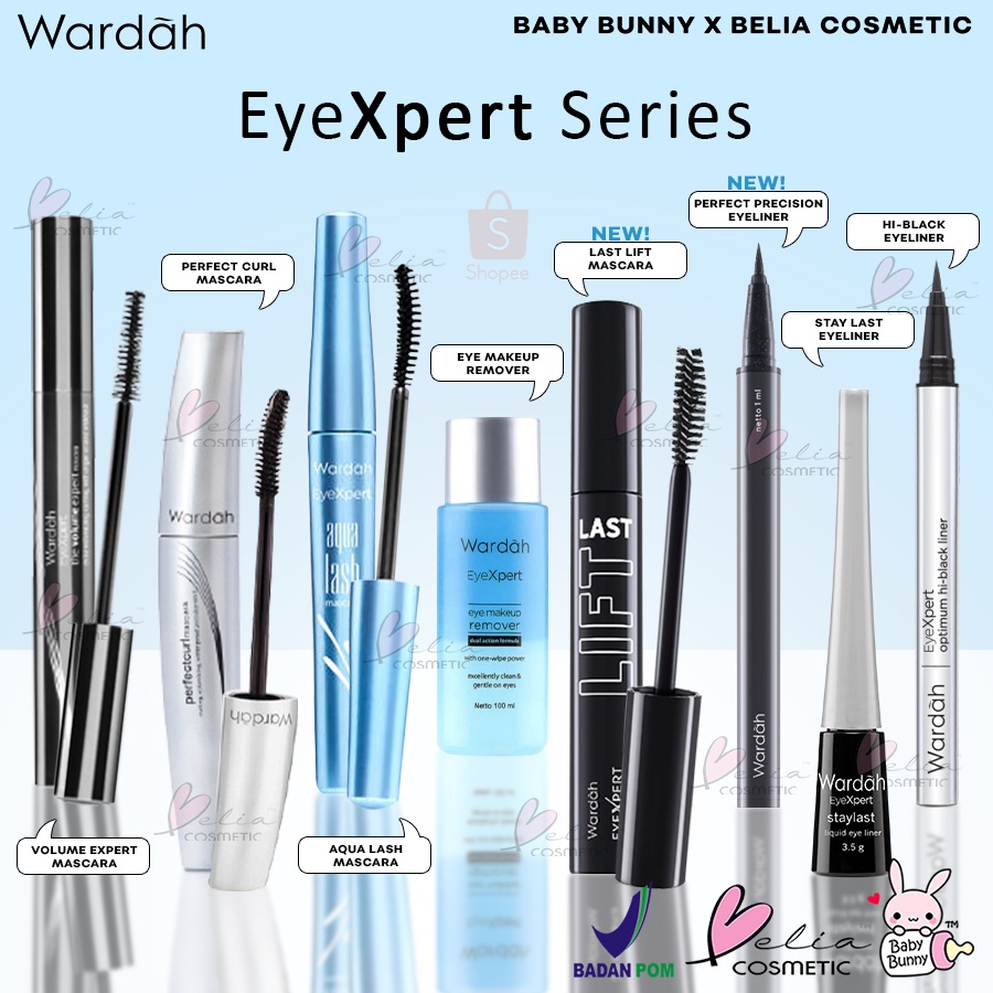 ❤ BELIA ❤ Wardah EyeXpert Series ✔️BPOM Optimum Hi-Black Eye Liner Waterproof Mascara Remover XPert