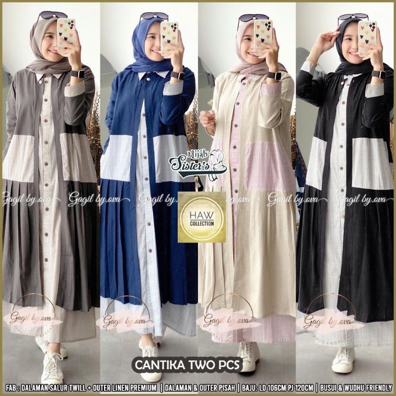 Gamis Dress Cantika Two Pcs Original Gagil By Ova
