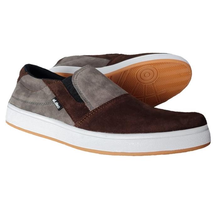 Sepatu Pria Casual Slip On Tanpa Tali Aldeo Sh01 Hitam Putih Terbaru