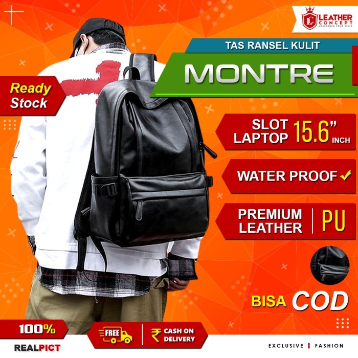 Tas Ransel Pria USB Port - Backpack Pria (MONTRE)  Import Leptop Sekolah Jumbo Besar Original 100% K