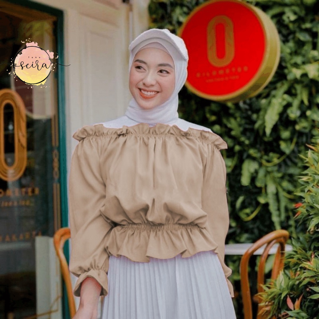 [BISA COD] Mirabel Top Blouse Off Shoulder Cino Cropty / Blouse Cropty / Cino Cropty Top Sabrina