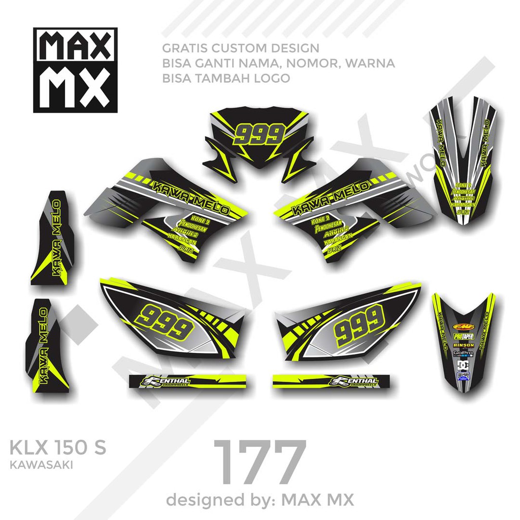 MX-01177 decal klx 150 grey hitam racing