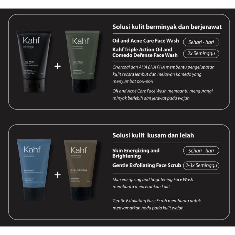 KAHF Skincare Cowok Perawatan Wajah Pria Face Wash Scrub Sunscreen Serum