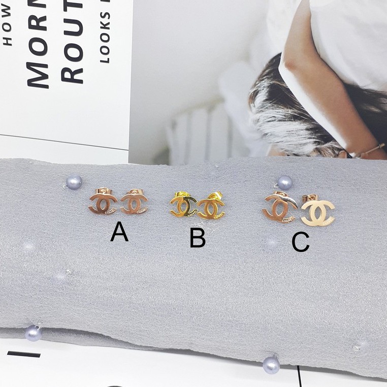 Anting Tusuk Brand Fashion Korea Titanium Rose Gold - BE345