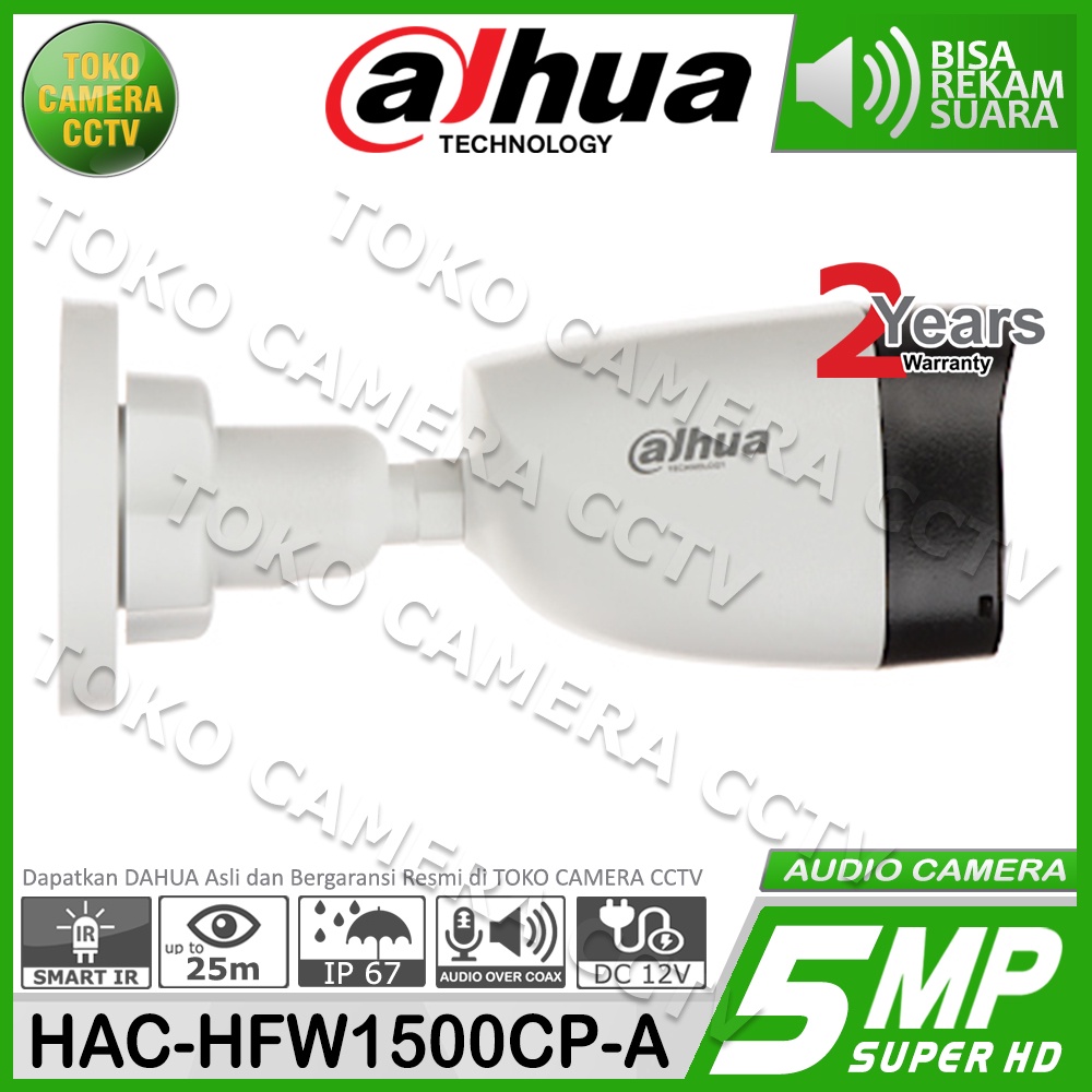 KAMERA CCTV OUTDOOR 5MP AUDIO DAHUA HAC-HFW1500CP-A BUILD IN MIC