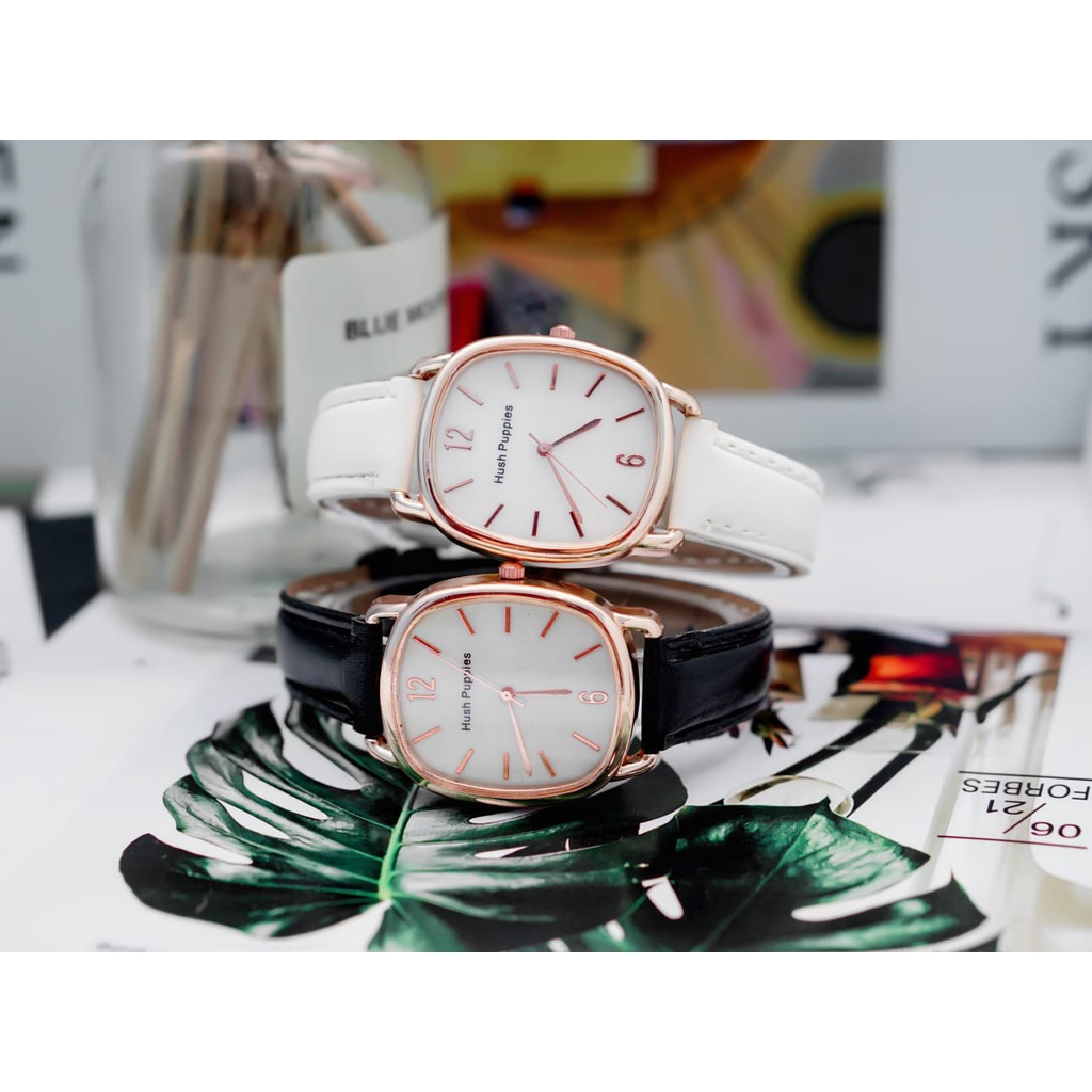 PA Jam Tangan Quartz Strap PU Analog Casual Gaya Retro Wanita Persegi Watch Korean Fashion Body Polos HP014