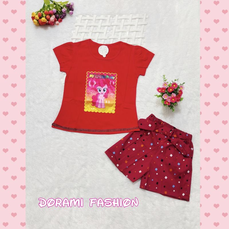 Setelan anak perempuan usia 1-10 tahun bordir kuda pony unicorn / Baju celana rok anak cewek JJPony 