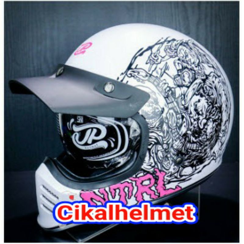JPX HELM JP SIGNATURE NETRAL | PEARL WHITE | RETRO CLASSIC DDRING
