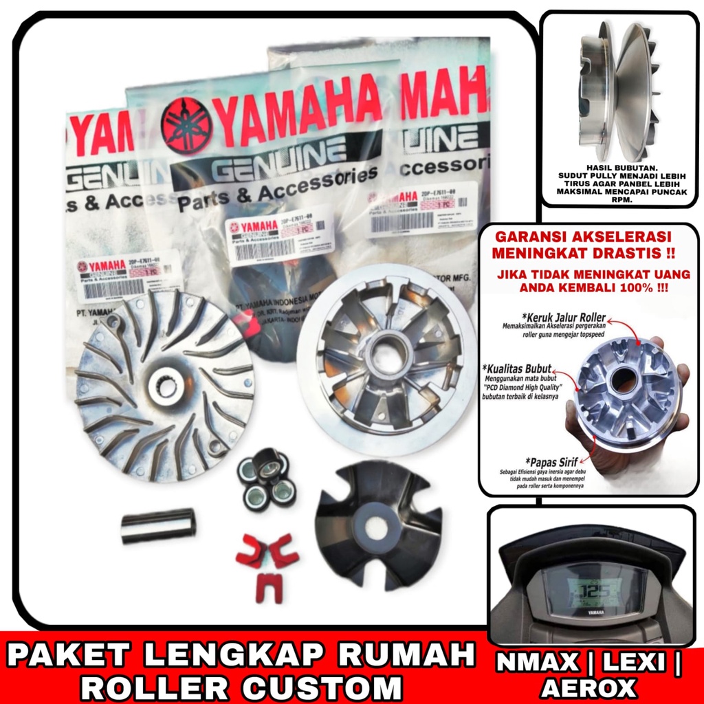 PAKET Pulley BUBUT CVT / Rumah Roller Lexi 125 Aerox 155 NMAX 15 modifikasi | Rumah Roller Pulley nm