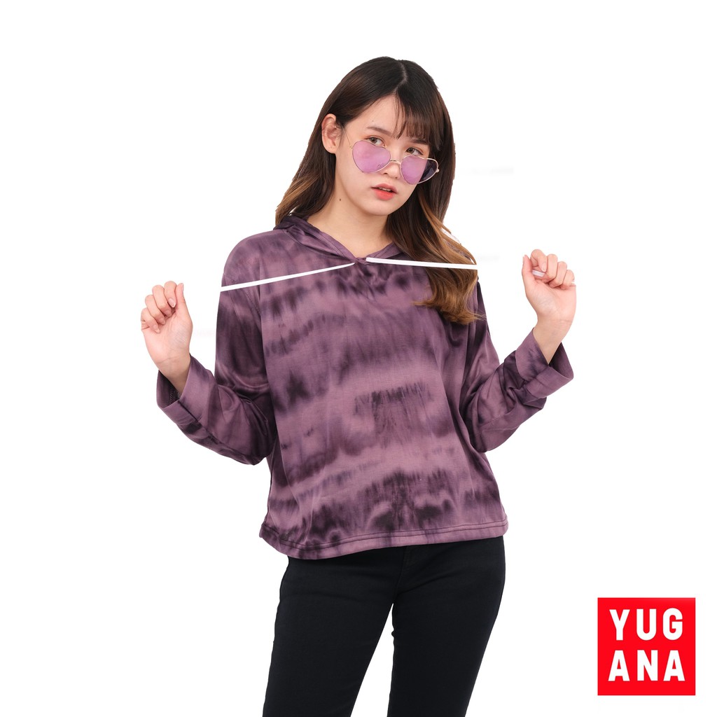 BL - TAMORA Crop Top Oversize Wanita Lengan Panjang Hoodie Tie Dye
