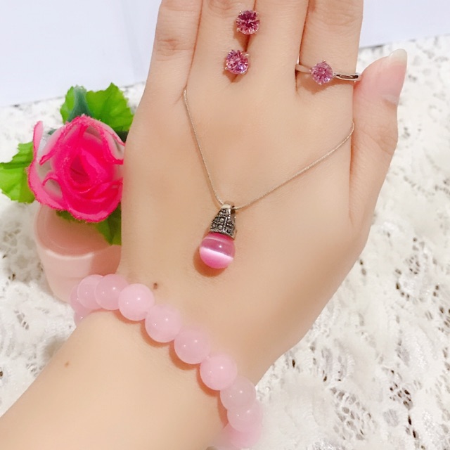 set giok warna pink gelang giok karet 88
