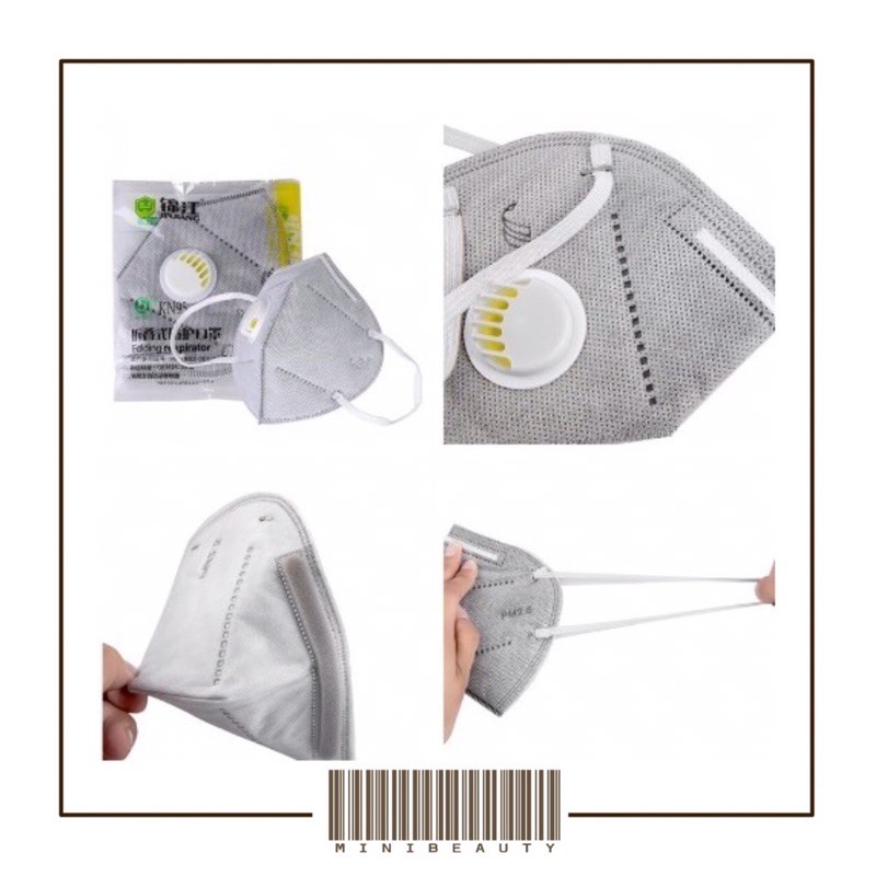 masker KN95 valve respirator grey sertifikasi FDA KN95 50”y protective mask with valve berwarna