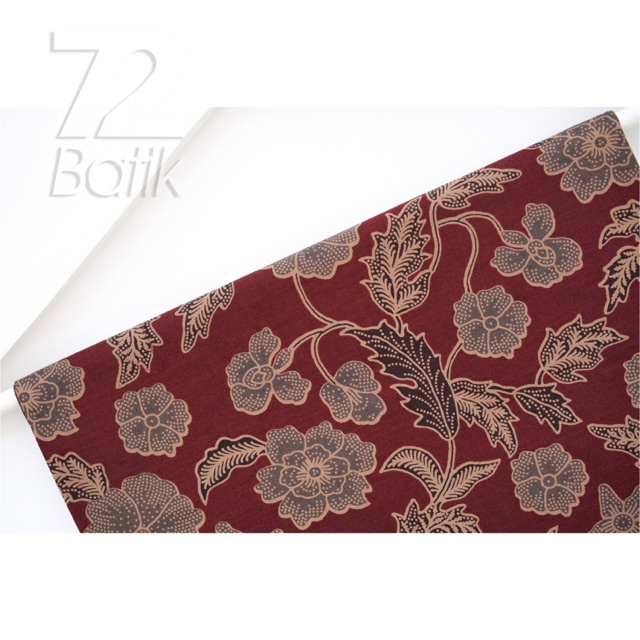 KAIN BATIK KATUN Premium Motif Kembang Warna Merah Maroon Maron Marun 723540 Cap 72 Jarik Jarit Samping Kebat Panjang Batik Katun Modern Premium Bahan Seragam Batik Pernikahan Kantor Keluarga Murah Kamen Jadi Batik Bali Lembaran